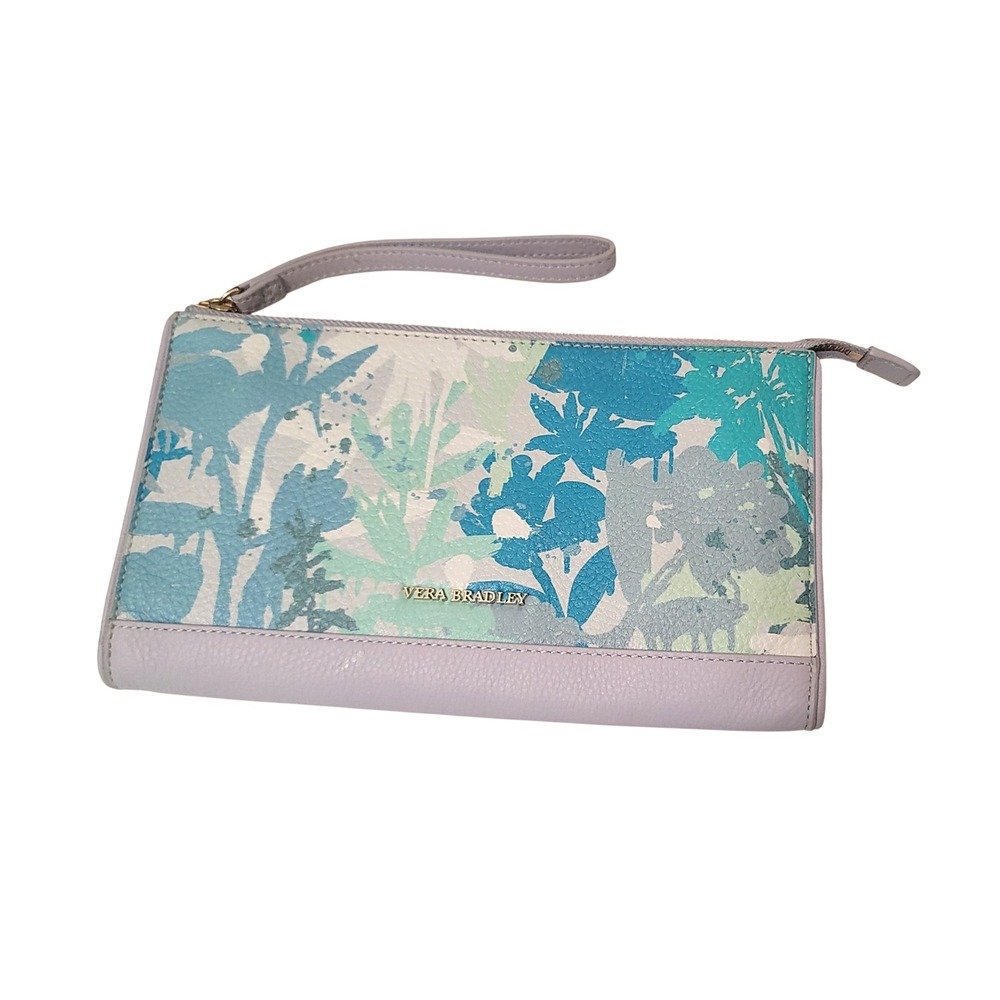 Vera‎ Bradley Wristlet Clutch Handbag Purse Blue Green Floral Zip
